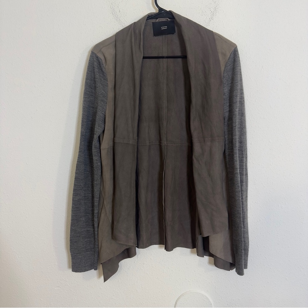 Steffen schraut goat leather open front cardigan jacket